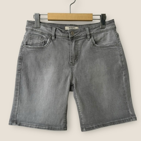 Norfy Pants - Norfy Grey Faded Jean Shorts